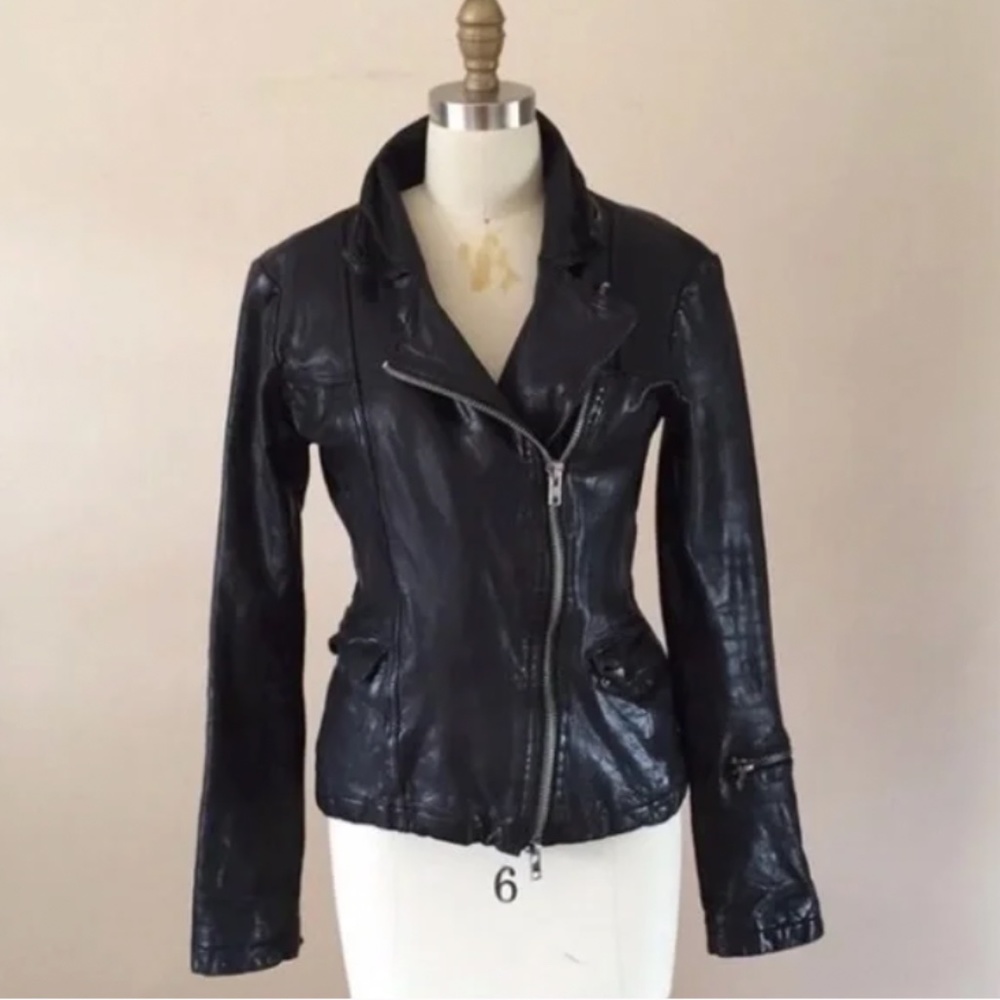 All Saints Black Womens Rare Altamont Leather Jacket